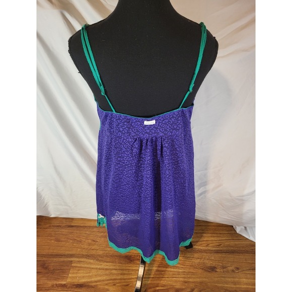 Kensie Purple & Teal Full Lace Chemise Lingerie Size Large Retro - Picture 6 of 7